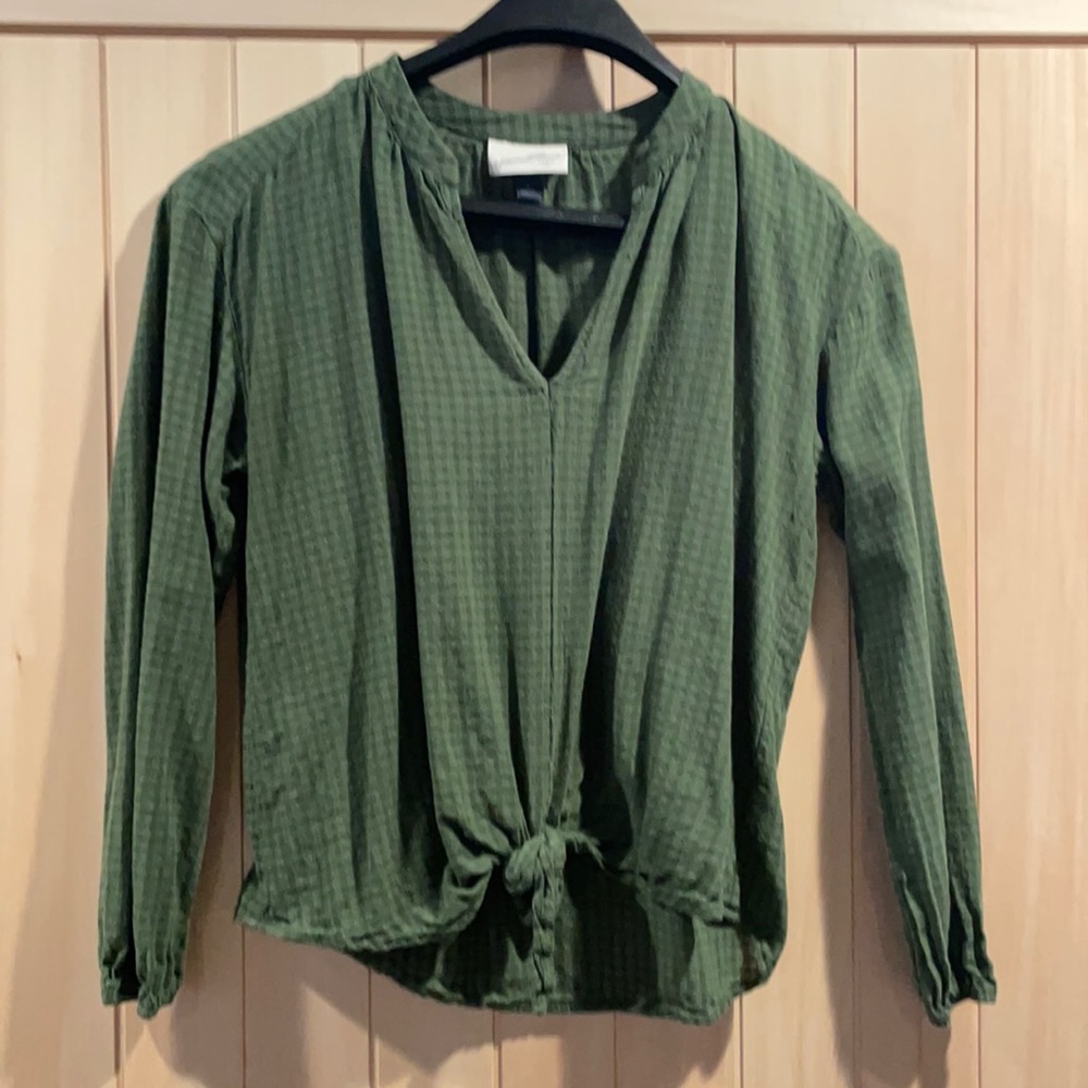 small green checked top Fair condition.